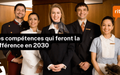 Professionnels de l’hôtellerie et des services illustrant l’évolution des compétences métiers et la formation continue en Valais avec ritzy*